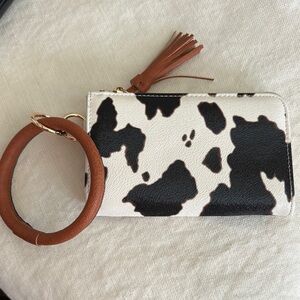 Cow Print Wristlet with Tassel